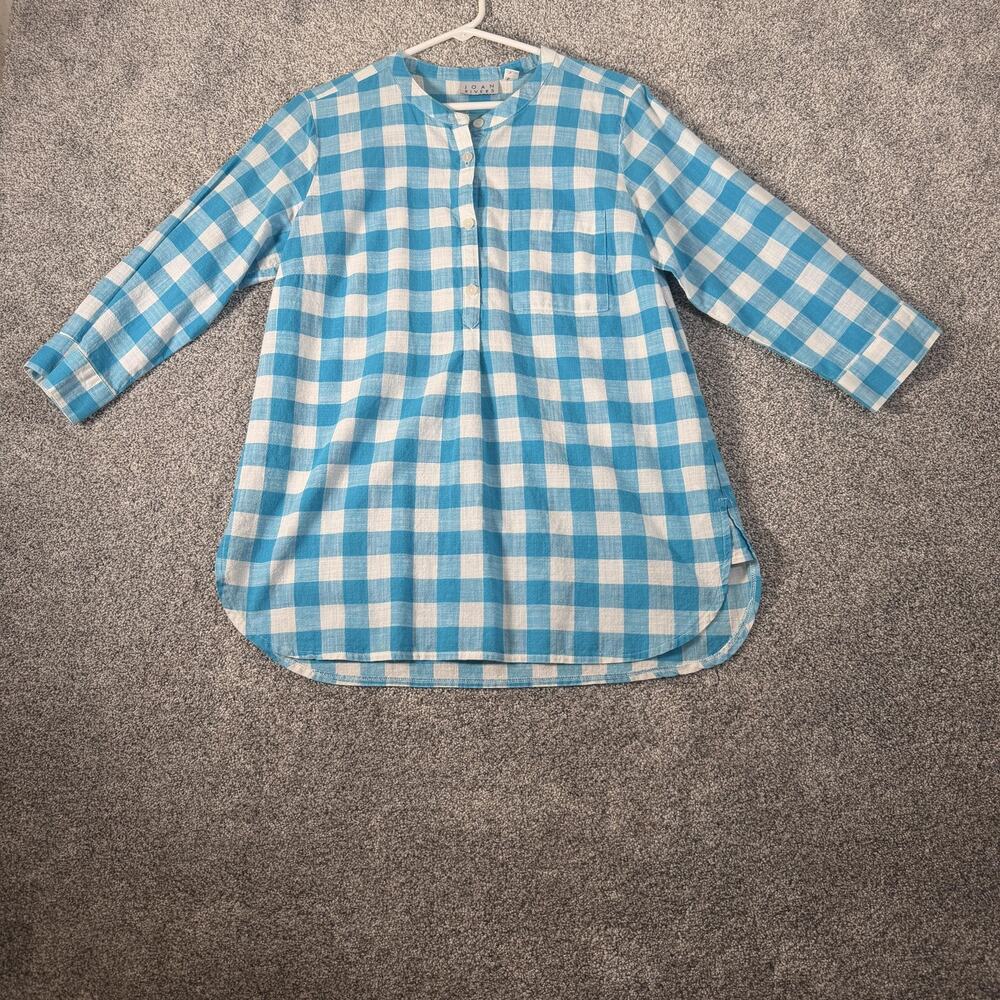 Joan Rivers Tunic Top S Gingham Cottagecore Coastal Preppy Country Farmhouse